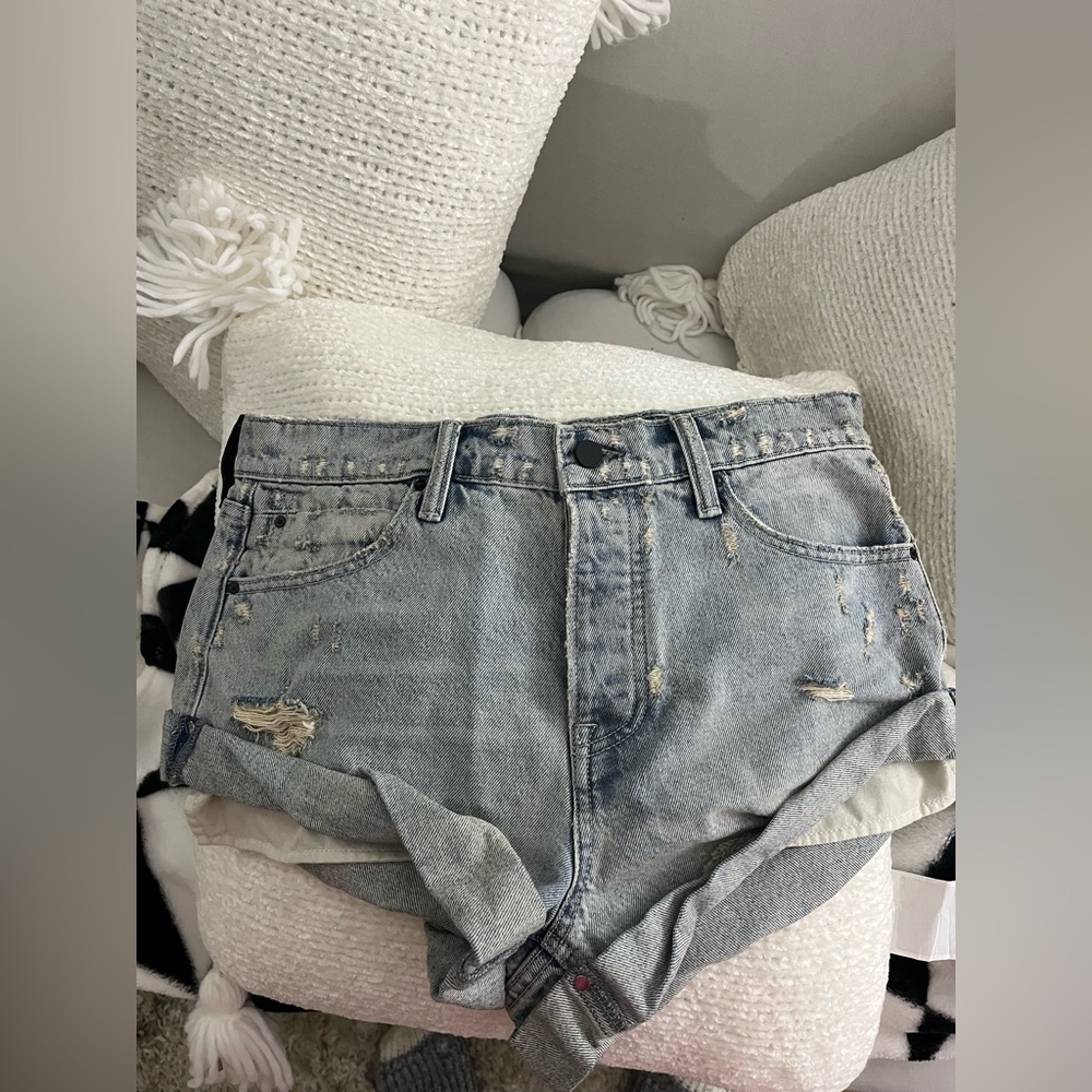 T by Alexander Wang Hike distressed Denim Shorts